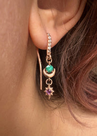 Celestial Emerald + Sapphire Star Drop Earrings