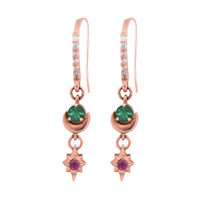 Celestial Emerald + Sapphire Star Drop Earrings