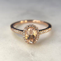 Morganite Halo Ring - Oval