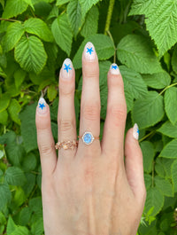 Elsa Cornflower Sapphire Halo Ring