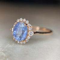 Elsa Cornflower Sapphire Halo Ring