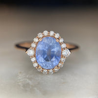 Elsa Cornflower Sapphire Halo Ring