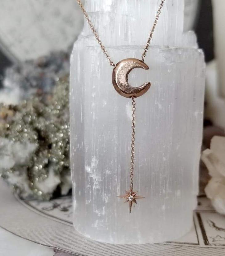 Moon & Star Lariat Necklace - Magick Alchemy