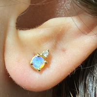 Opal Studs - Round w/ Diamond - Magick Alchemy