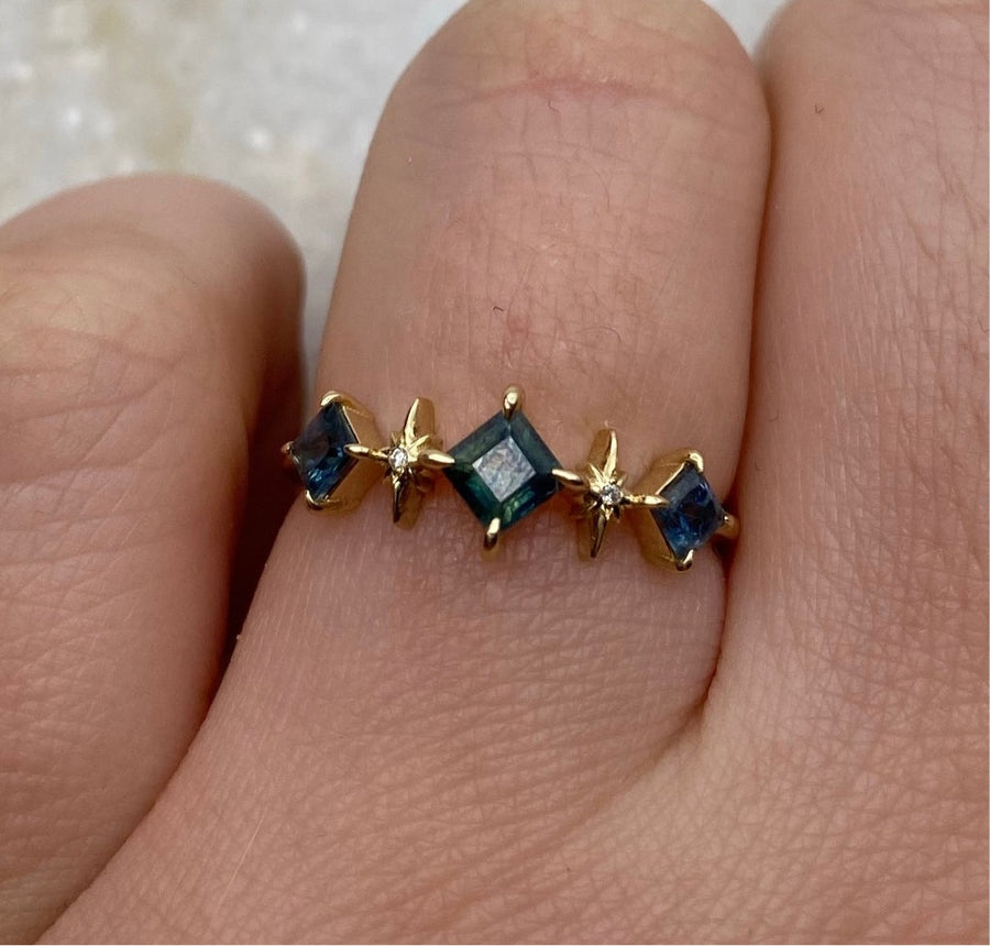 3 Sapphire Aurora Ring - Yellow Gold / MADE TO ORDER