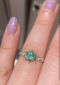 Light Teal Sapphire Asteria Wedding Set / MADE TO ORDER