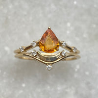 Luna Wedding Set - Spessartine Garnet / Size 7.5