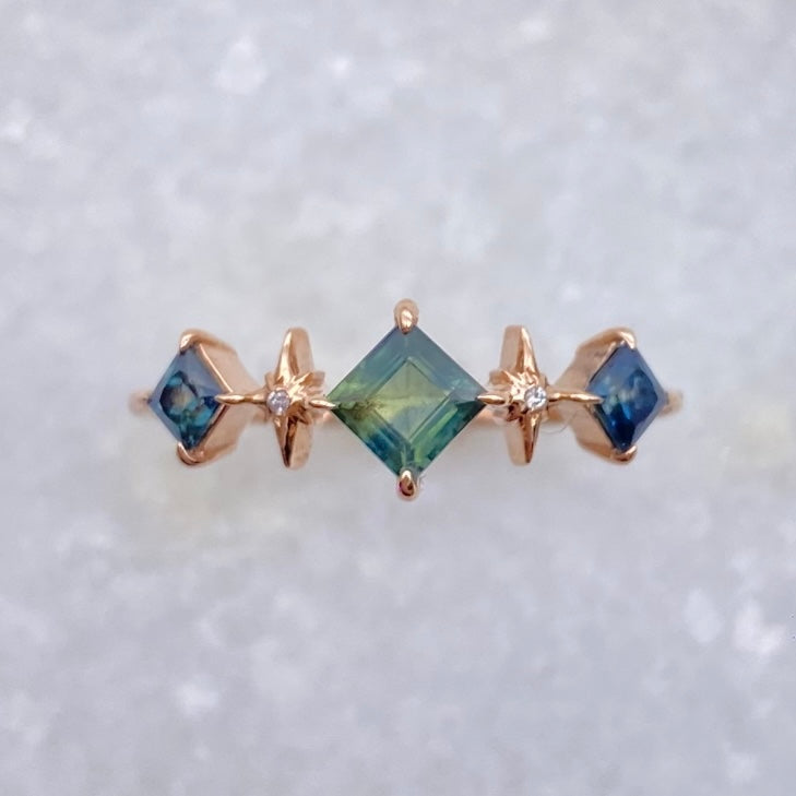 3 Sapphire Aurora Ring - Rose Gold /  MADE TO ORDER