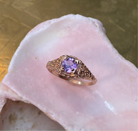 Purple Sapphire Filigree Ring - Size 7