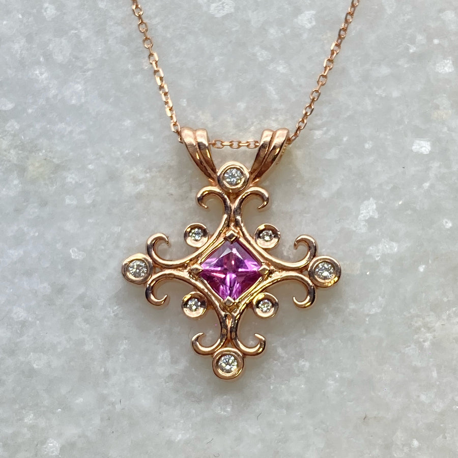 Athena Amulet - Pink Sapphire /  MADE TO ORDER