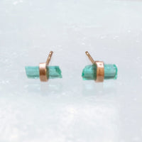 Rose Gold Emerald Studs