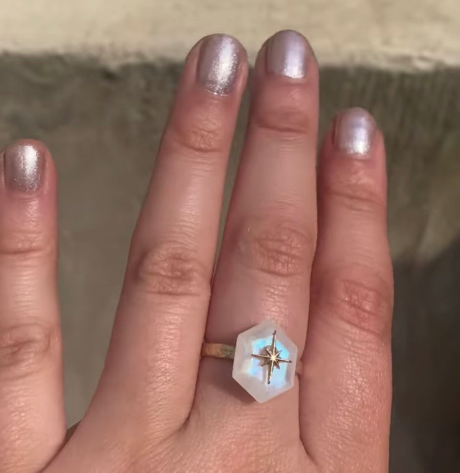 Moonstone Floating Star Ring / MADE TO ORDER
