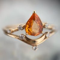 Luna Wedding Set - Spessartine Garnet / Size 7.5