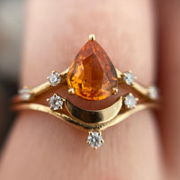 Luna Wedding Set - Spessartine Garnet / Size 7.5