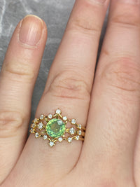 Green Sapphire Asteria Wedding Set / MADE TO ORDER