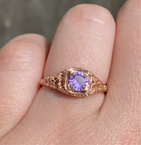Purple Sapphire Filigree Ring - Size 7