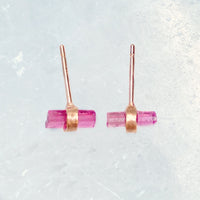 Rose Gold Pink Tourmaline Studs