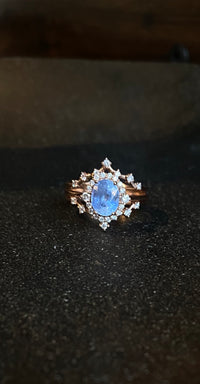 Elsa Cornflower Sapphire Halo Ring