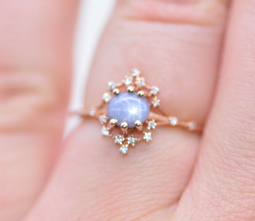 Star Sapphire Iris Rainbow Ring