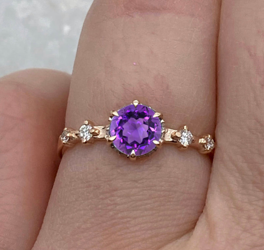 Amethyst Asteria Engagement Ring / MADE TO ORDER