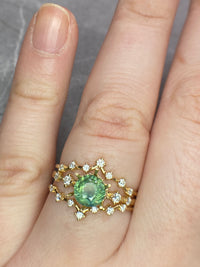 Green Sapphire Asteria Wedding Set / MADE TO ORDER