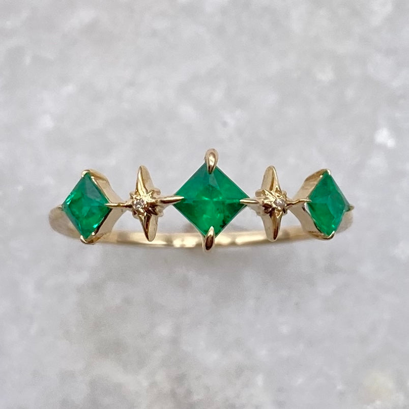 3 Emerald Aurora Ring / MADE TO ORDER