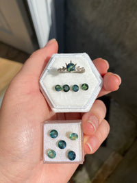 Teal Sapphire Asteria Wedding Set / MADE TO ORDER