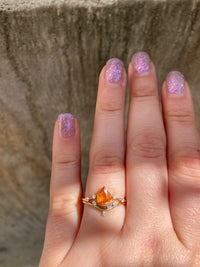 Luna Wedding Set - Spessartine Garnet / Size 7.5