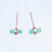 Rose Gold Emerald Studs