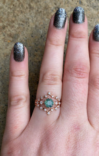 Teal Sapphire Asteria Wedding Set / MADE TO ORDER