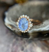 Elsa Cornflower Sapphire Halo Ring