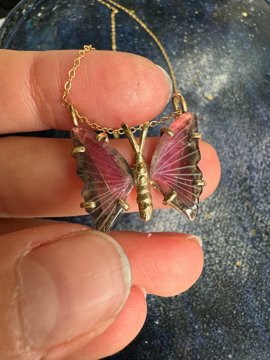 Large Tourmaline Butterfly Necklace