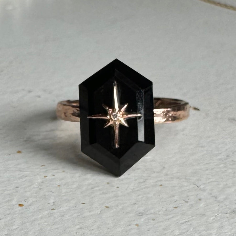 Onyx Floating Star Ring