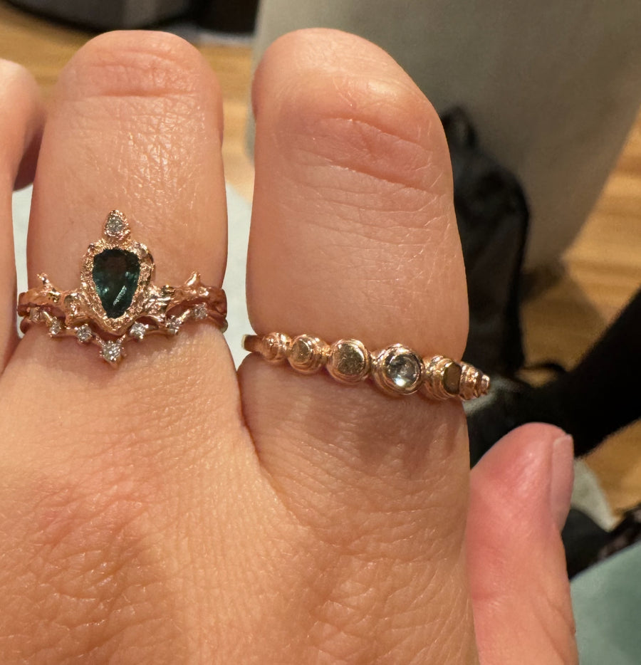 Moon Phases Ring - Diamond Rosecut
