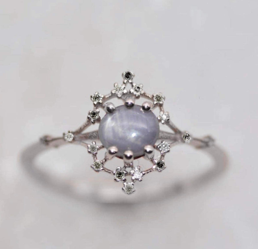 Custom Star Sapphire Iris Ring - Platinum