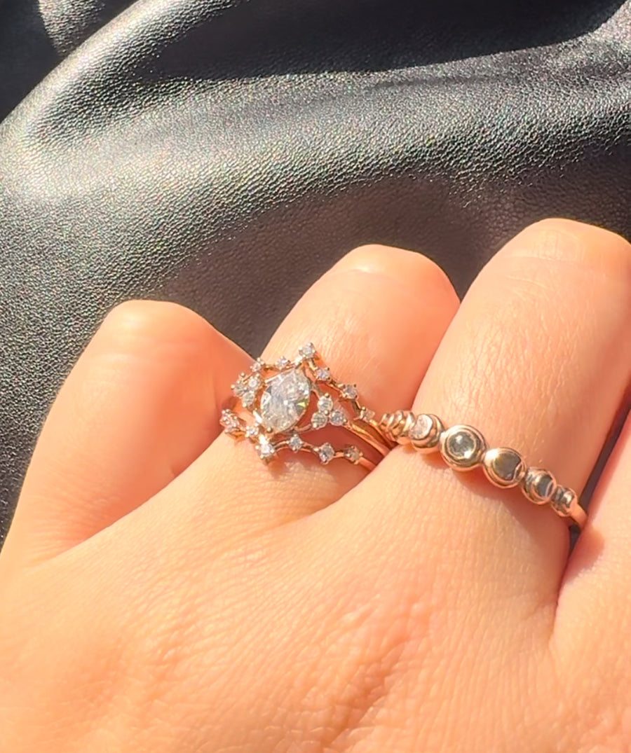 Moon Phases Ring - Diamond Rosecut
