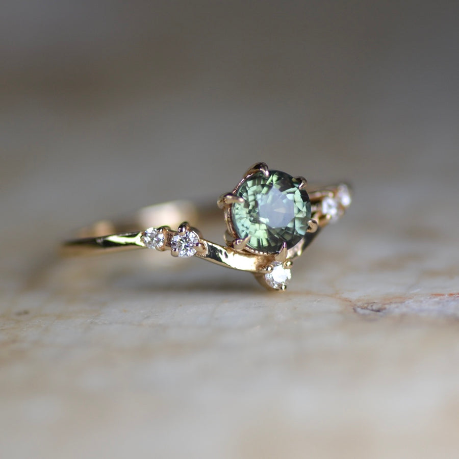 Hera Engagement Ring - Green Sapphire / Yellow Gold / Size 7