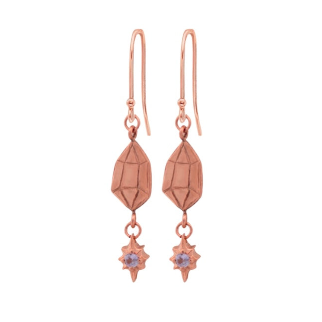 Crystal + Aquamarine Star Drop Earrings