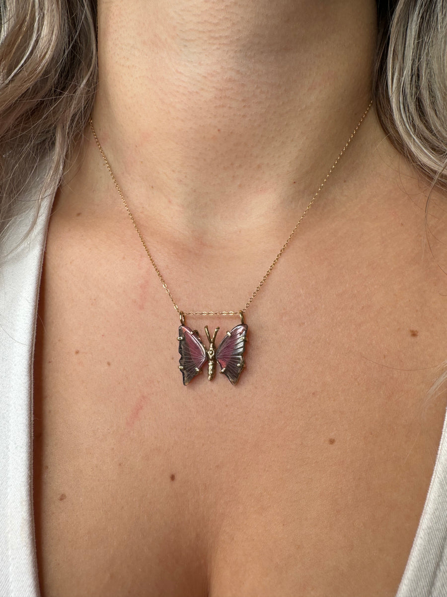 Large Tourmaline Butterfly Necklace