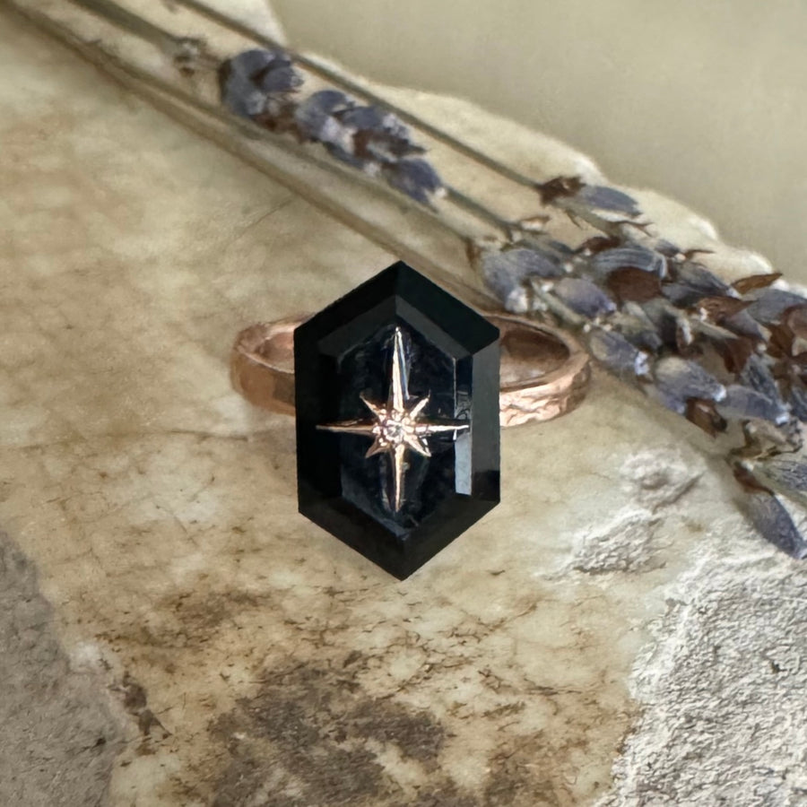 Onyx Floating Star Ring