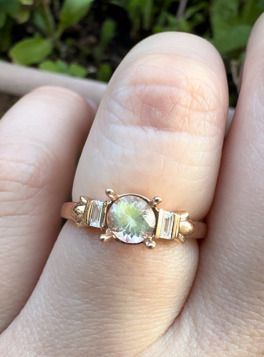 20% OFF / One of a Kind / Rainbow Moonstone Diamond Ring