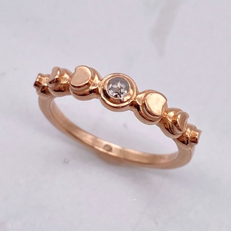 Moon Phases Ring - Diamond Rosecut