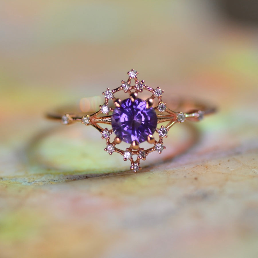 Purple Sapphire Iris Ring