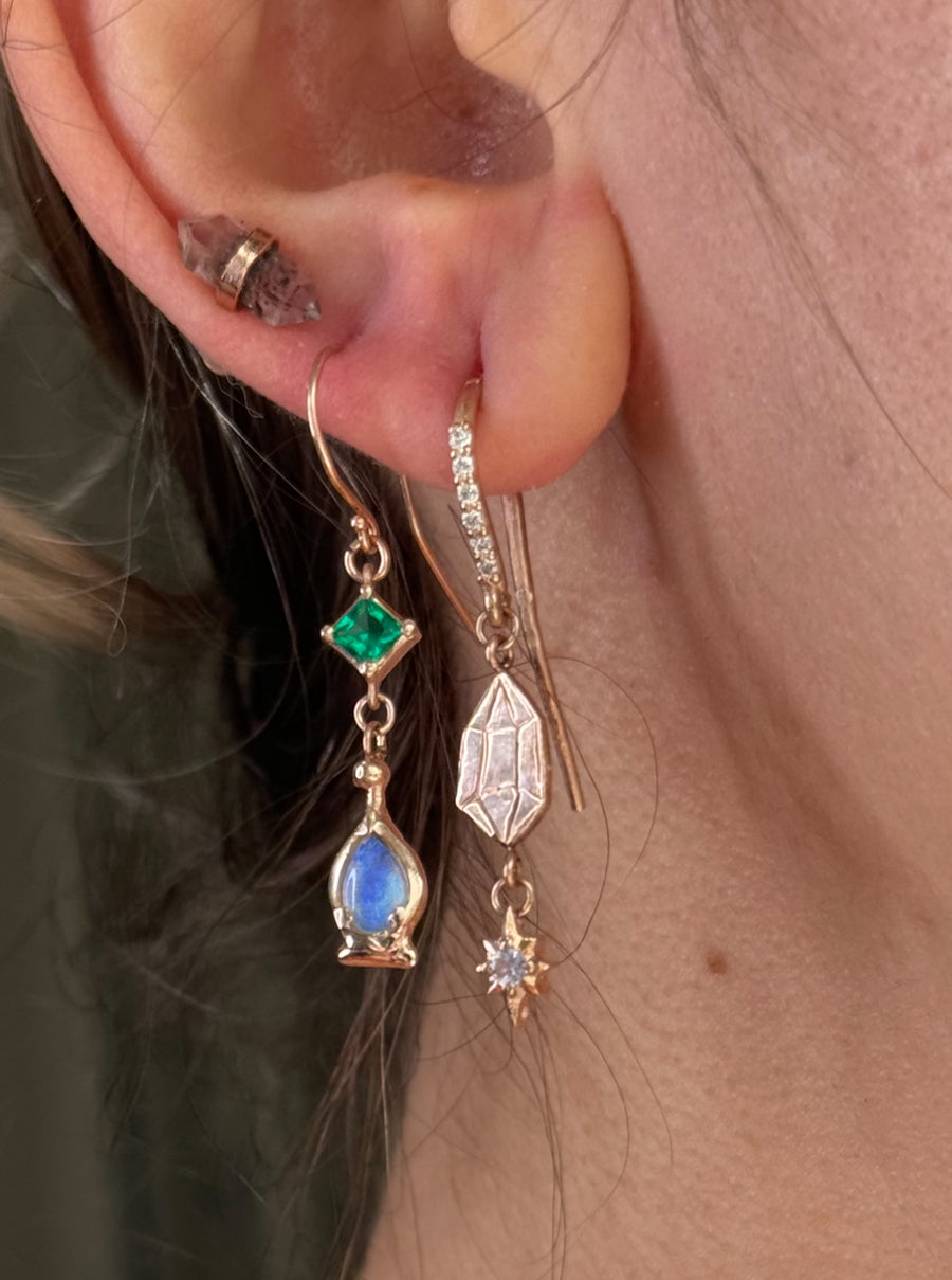 Crystal + Aquamarine Star Drop Earrings