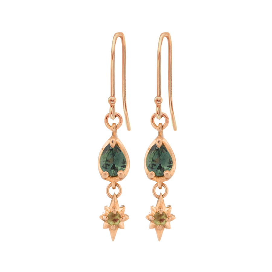 Sapphire Pear Star Drop Earrings