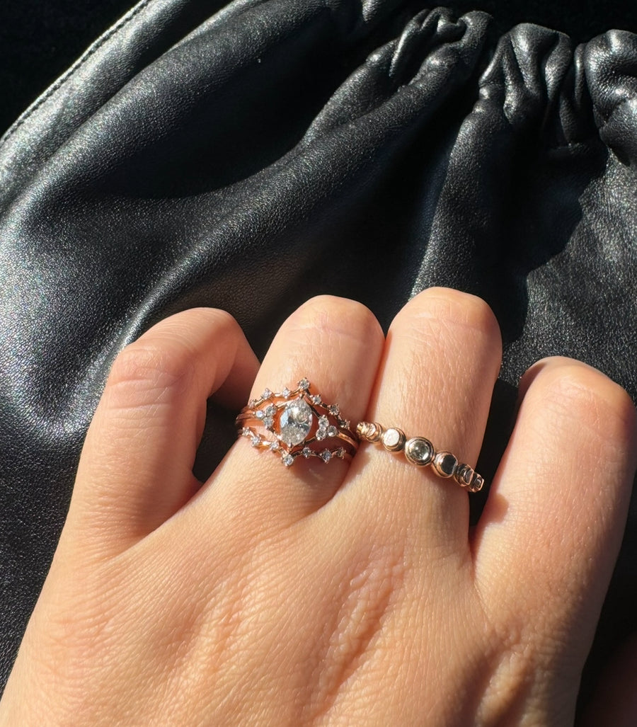 Moon Phases Ring - Diamond Rosecut