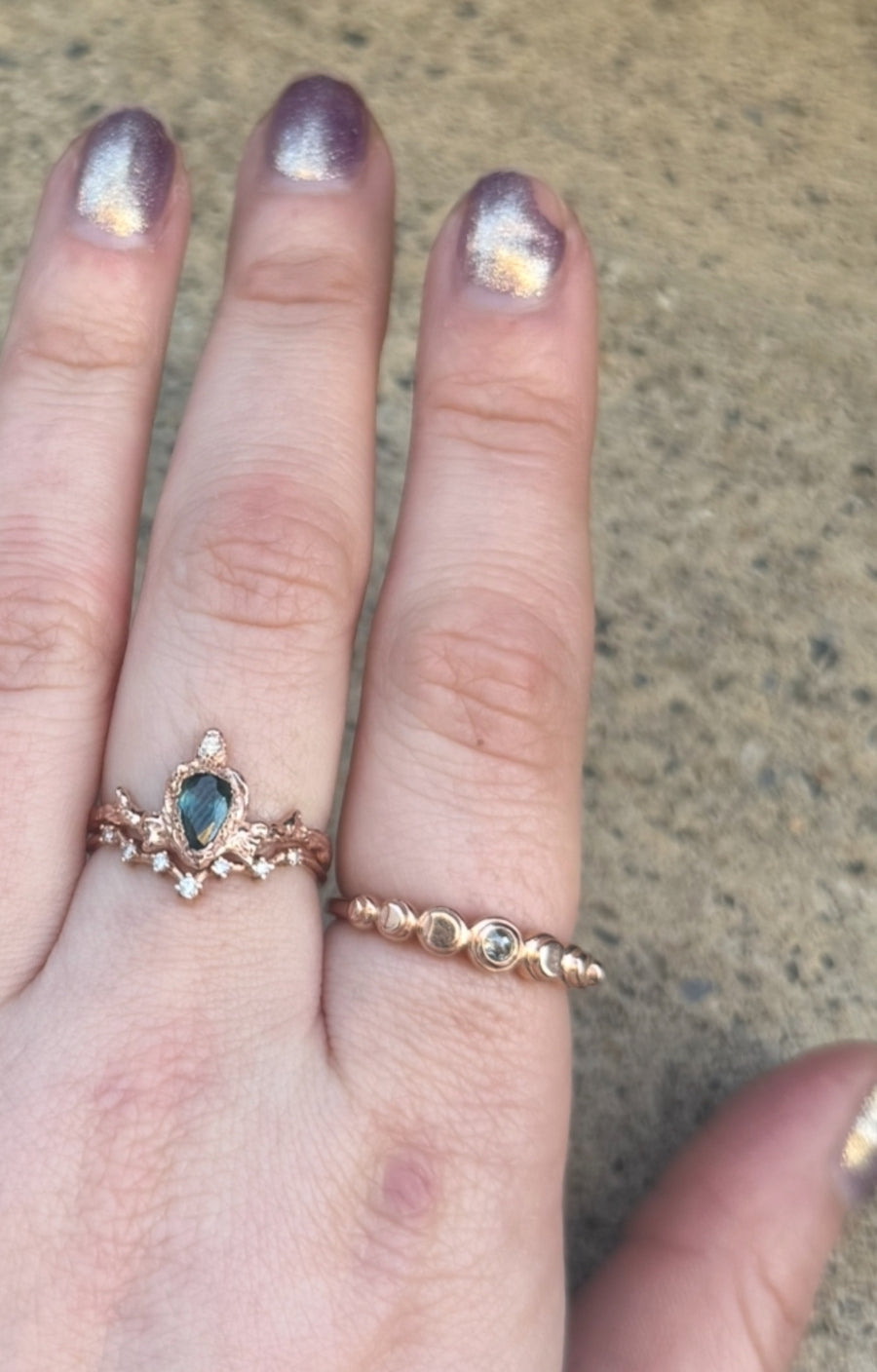 Moon Phases Ring - Diamond Rosecut