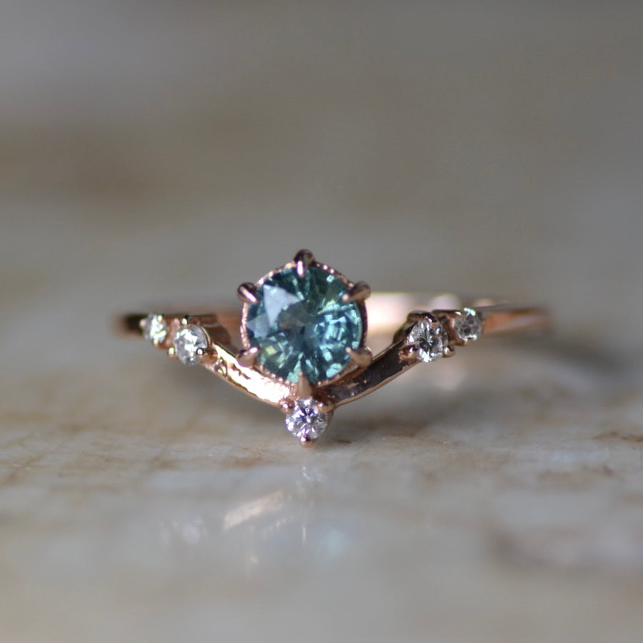 Hera Engagement Ring - Teal Sapphire / Rose Gold / Size 7