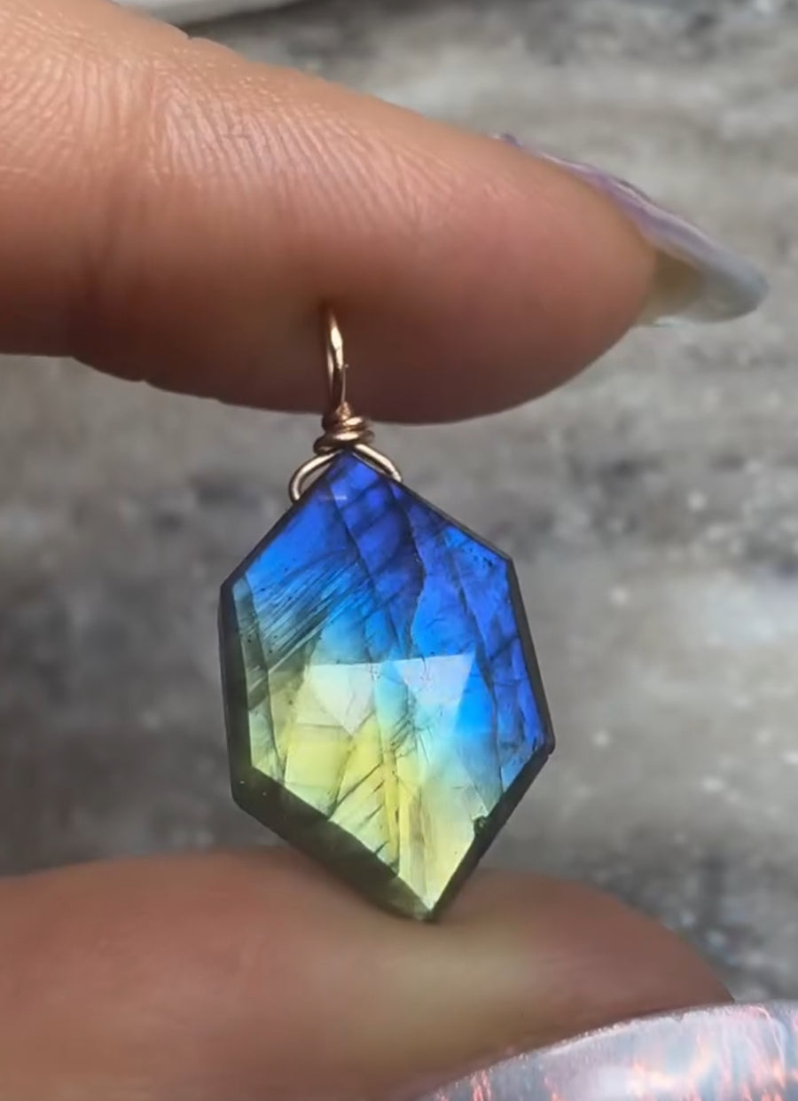 14K Rose Gold Labradorite Amulet