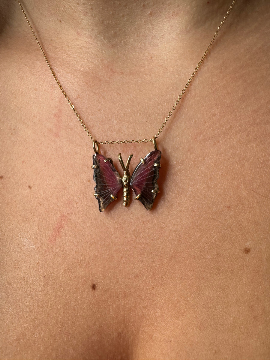 Large Tourmaline Butterfly Necklace